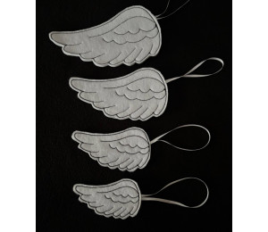 ADVENTSKALENDER 24. Dezember - Stickserie ITH - Engelsflügel LineArt Doodle Anhänger Stabdatei Appli